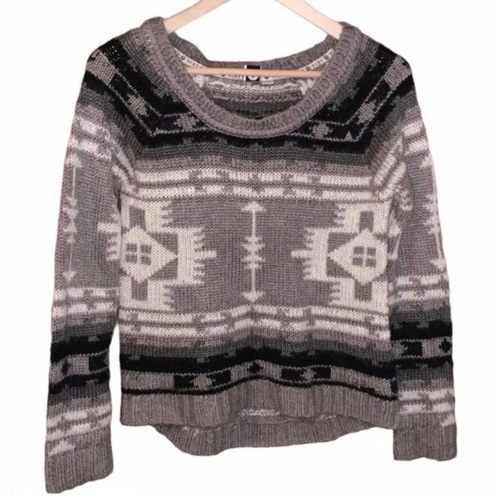 Roxy Grey Winter Fair Isle Snowflake Sweater